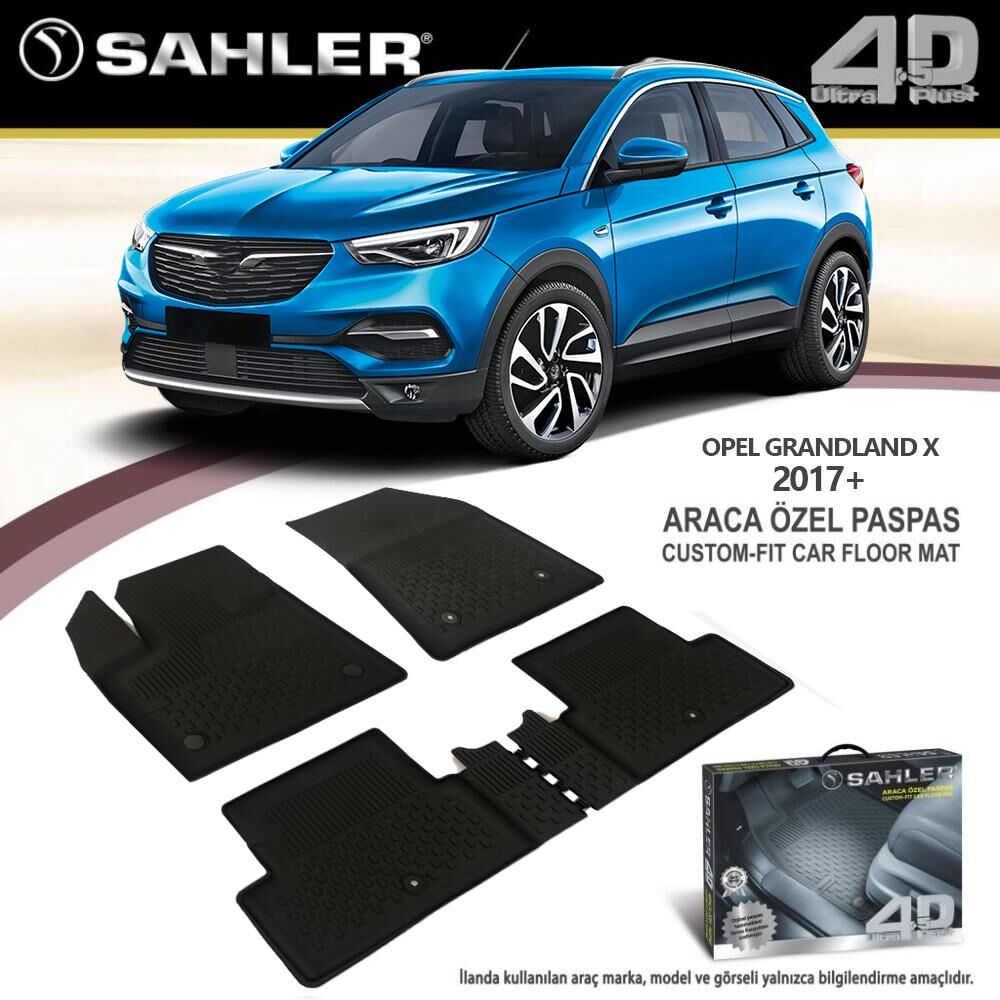 Sahler patosnice za Opel Grandland X 2017–2023, tipske gumene patosnice sa visokom ivicom u kabini