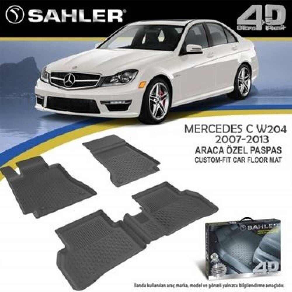 Sahler gumene tipske patosnice za Mercedes C-Klasa W204 (2008–2014), komplet od četiri komada sa visokom ivicom